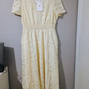 Cream Floral Lace Dress